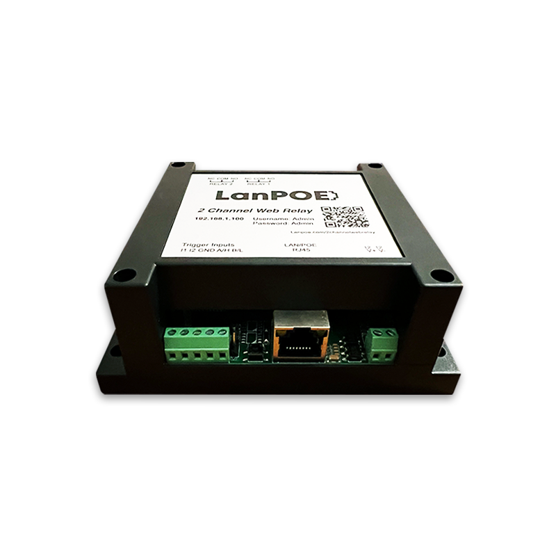 LanPoE 2 channel web relay front side