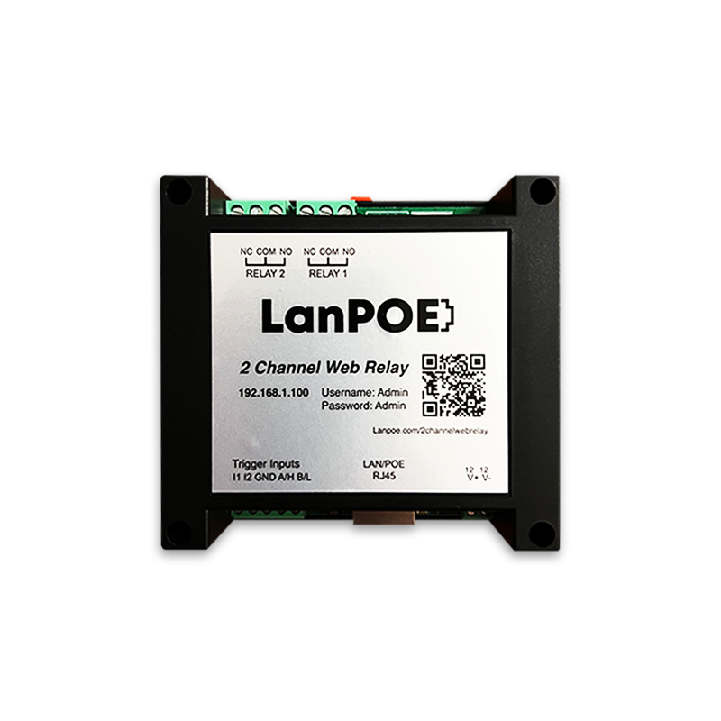 LanPoE 2 channel web relay top side